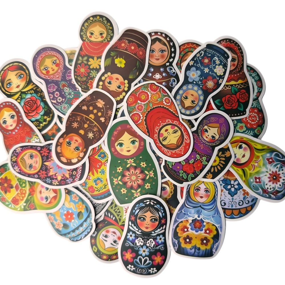 5/$25 😻 Colorful Matryoshka Doll Stickers Set